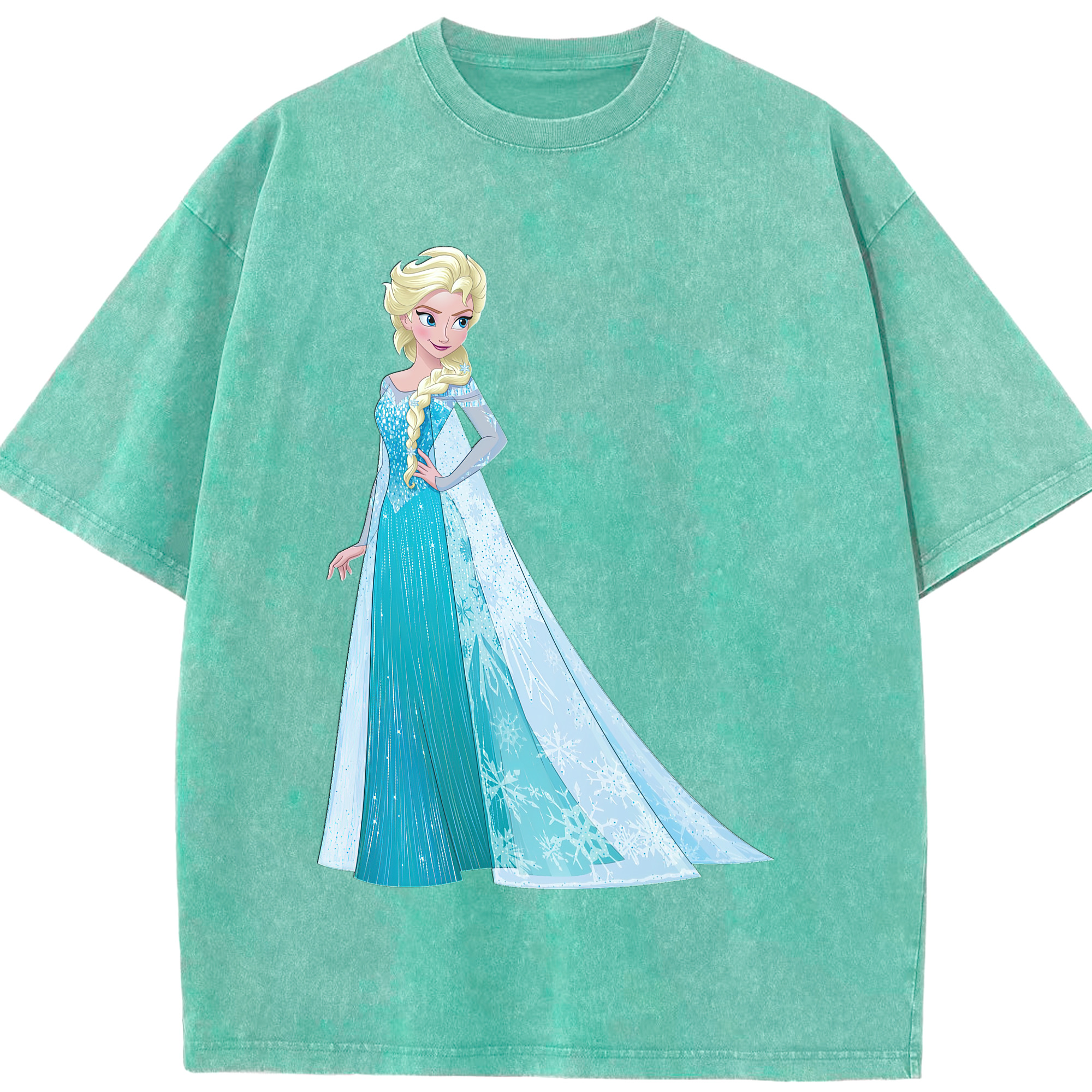 （画像用） アナと雪の女王 アンナ エルサ Frozen Anna Elsa 綿100% ヴィンテージ風 半袖Tシャツ（フロントプリント）